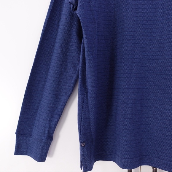 NWT Chaps Long Sleeve Quarter Zip Rice Knit Jacket Sweater Sz Large Newport Navy - Picture 11 of 16